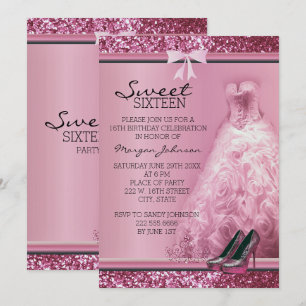 Invitation d'anniversaire de l'Sweet sixteen de Pa