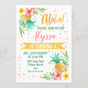 Invitation d'anniversaire de Luau d'aquarelle