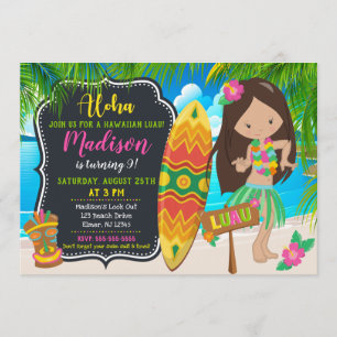 Invitation d'anniversaire de Luau Invitations d'Al