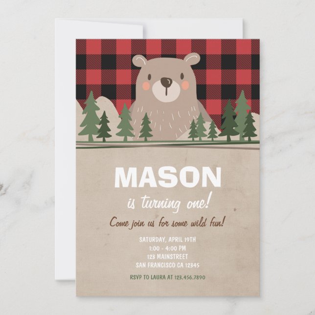 Invitation d'anniversaire de Lumberjack Woodland (Devant)