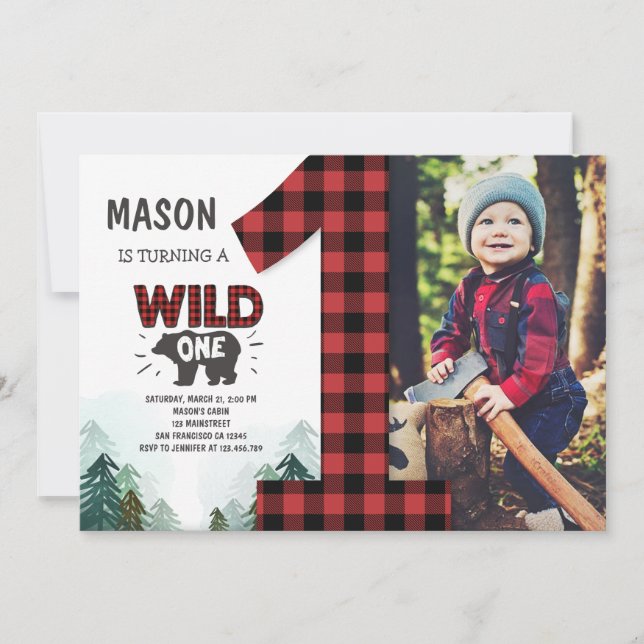 Invitation d'anniversaire de Lumberjack Woodland (Devant)