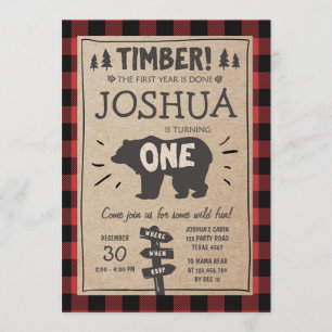 Invitation d'anniversaire de Lumberjack Woodland