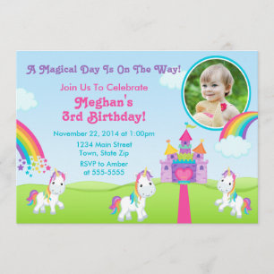 Invitation d'anniversaire de l'Unicorn 5x7 Carte p
