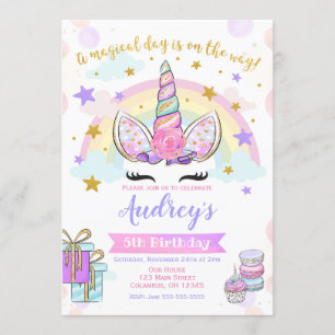 Invitation d'anniversaire de l'Unicorne - Magique 