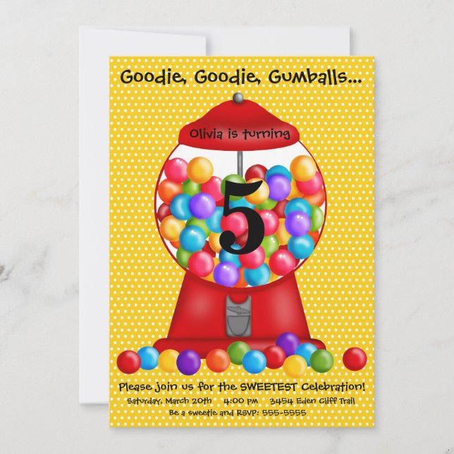 Invitation d'anniversaire de machine de Gumball (Devant)