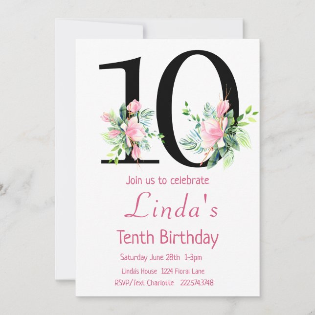 Invitation d'anniversaire de Magnolia, 10e anniver (Devant)