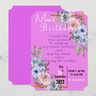 Invitation d'anniversaire de maman