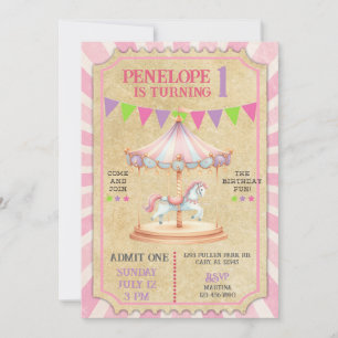 Invitation d'anniversaire de manège de fête forain