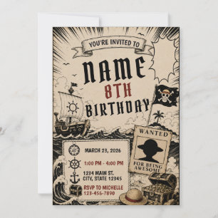 Invitation d'anniversaire de manga d'anime d'avent