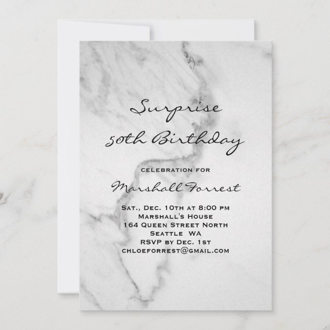 Invitation d'anniversaire de marbre (Devant)