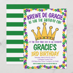 Invitation d'anniversaire de Mardi Gras