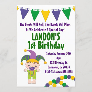 Invitation d'anniversaire de Mardi Gras