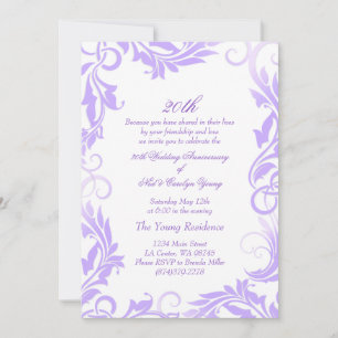 Invitation d'anniversaire de mariage 20 ans Purple