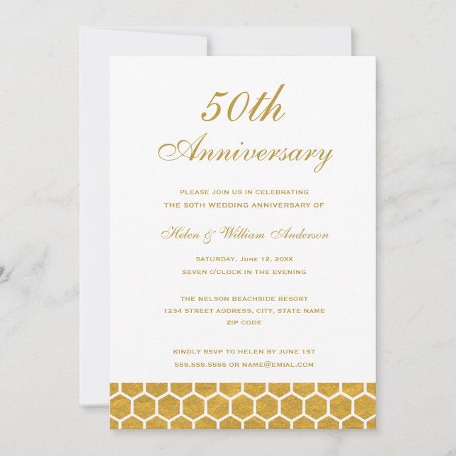 Invitation d'anniversaire de mariage 50 ans en nid (Devant)