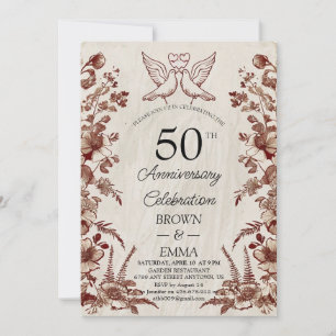 Invitation d'anniversaire de mariage 50 ans Floral