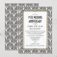 Invitation d'anniversaire de mariage Art Déco Gats