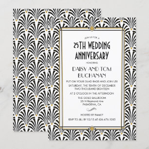 Invitation d'anniversaire de mariage Art Déco Gats
