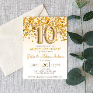 Invitation d'anniversaire de mariage de 10 ans ave