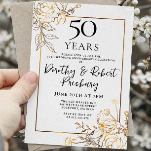 Invitation d'anniversaire de mariage de 50 ans à f