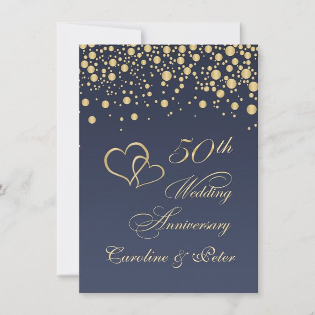 Invitation d'anniversaire de mariage de 50 ans ave (Devant)