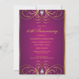 Invitation d'anniversaire de mariage de 50 ans Ros