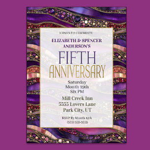 Invitation d'anniversaire de mariage de 5 ans en o