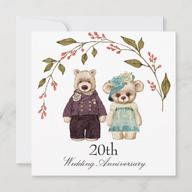 Invitation d'anniversaire de mariage de couple d'o (Devant)