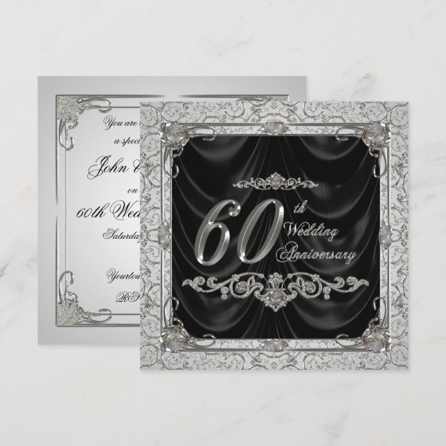 Invitation d'anniversaire de mariage de diamant (Devant / Derrière)
