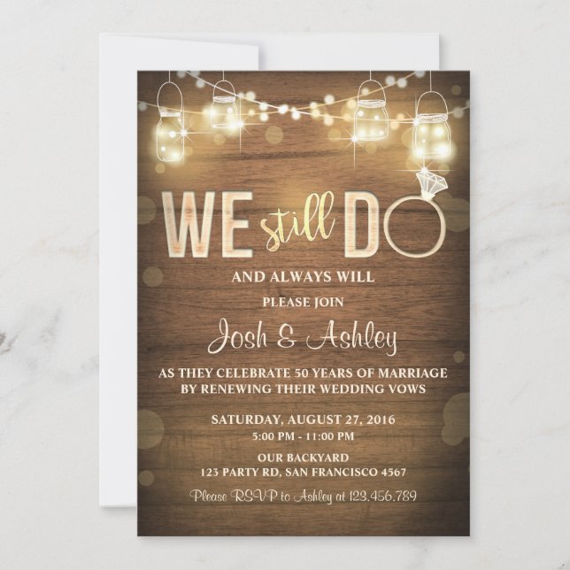 Invitation d'anniversaire de mariage Fête de renou (Devant)