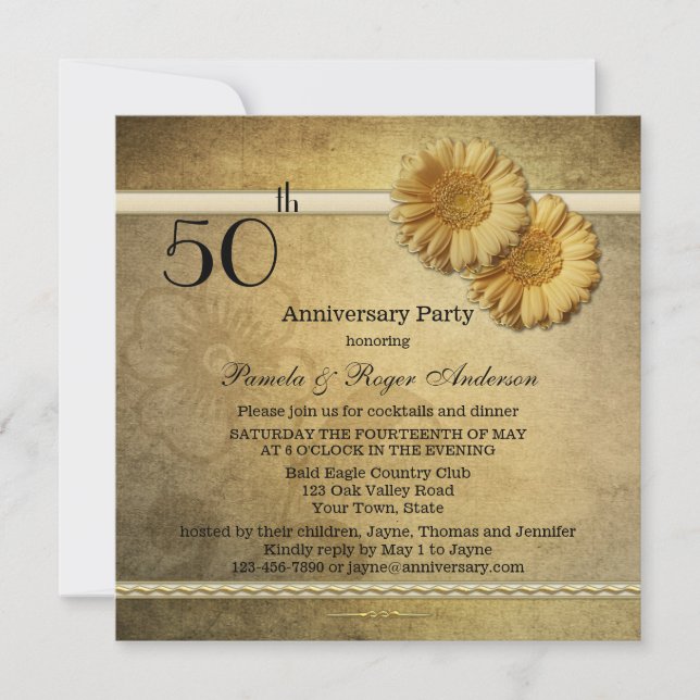 Invitation d'anniversaire de mariage Fleurs de Pâq (Devant)