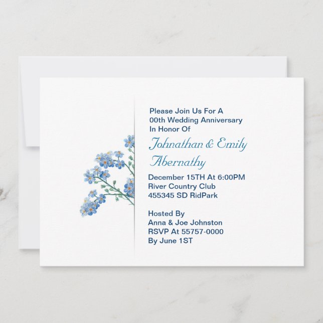 invitation d'anniversaire de mariage floral (Devant)