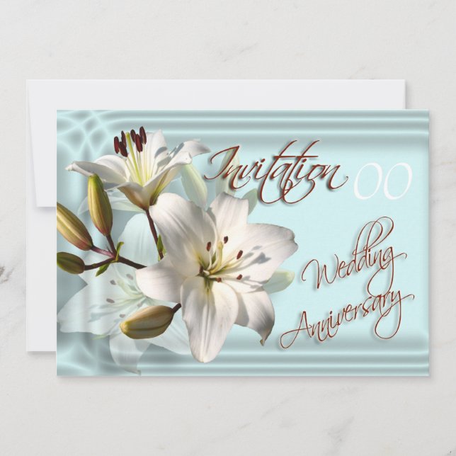 Invitation d'anniversaire de mariage modèle de lys (Devant)