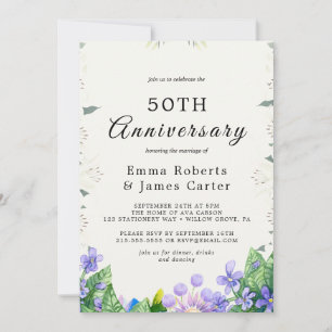 Invitation d'anniversaire de mariage Rustique Lila