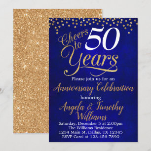 Invitation d'anniversaire de mariage Sapphire Gold