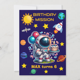 Invitation d'anniversaire de mission d'astronaute