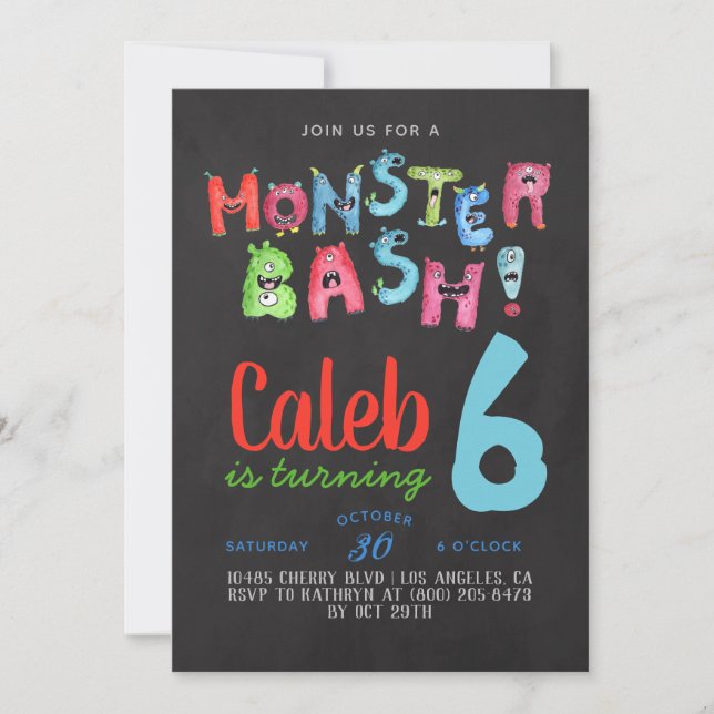 Invitation d'anniversaire de Monster Bash (Devant)
