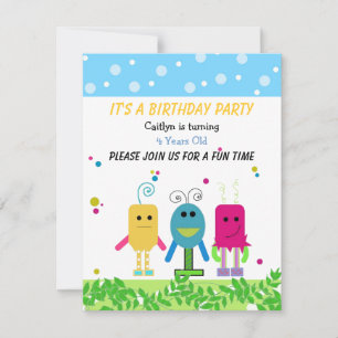 Invitation d'anniversaire de monstre mignon