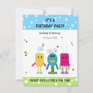 Invitation d'anniversaire de monstres drôles