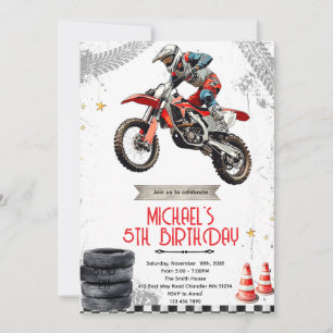 Invitation d'anniversaire de moto cross moto tout