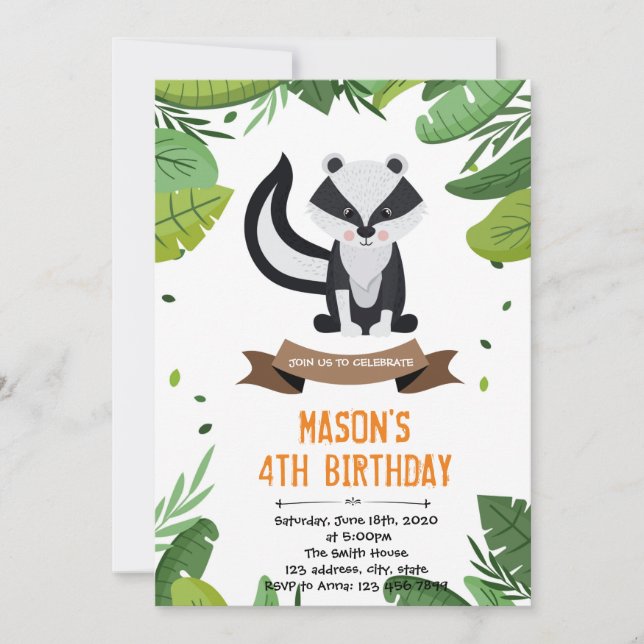 Invitation d'anniversaire de mouffette (Devant)