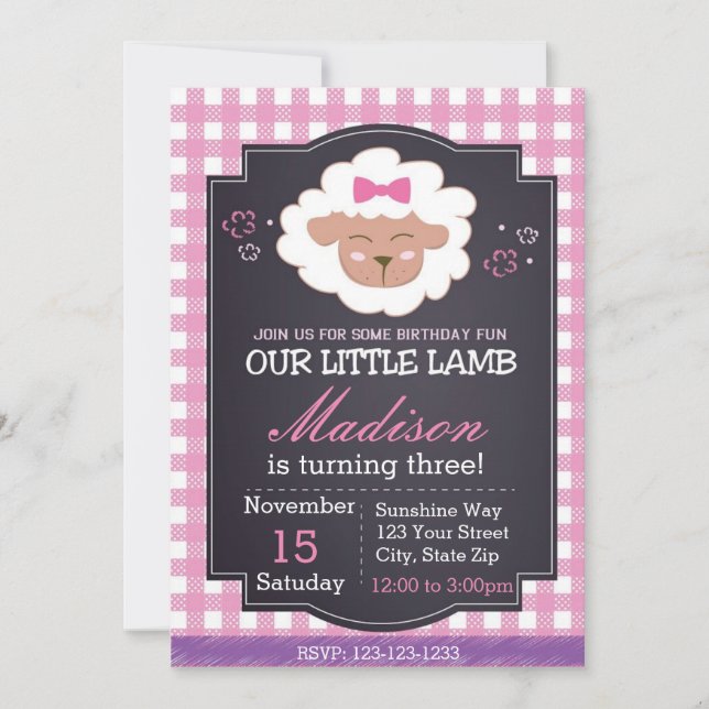 Invitation d'anniversaire de moutons (Devant)