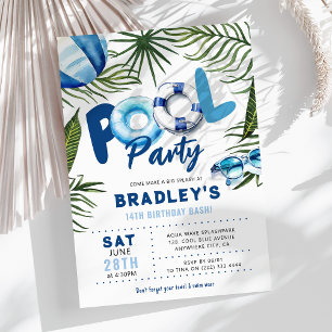 Invitation d'anniversaire de natation estivale pou