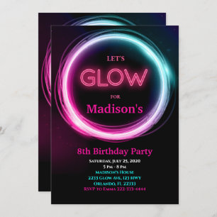 Invitation d'anniversaire de Neon Glow