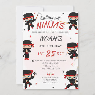 Invitation d'anniversaire de Ninja Rouge - Fête de