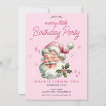 Invitation d'anniversaire de Noël de la fille Joye