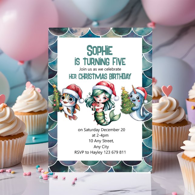 Invitation d'anniversaire de Noël pour enfant de 5 (Créateur téléchargé)
