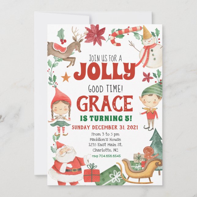 Invitation d'anniversaire de Noël pour les enfants (Devant)