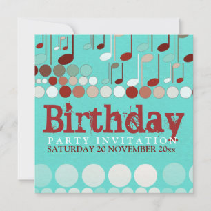 Invitation d'anniversaire de notes musicales