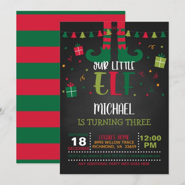 Invitation d'anniversaire de notre petit elfe - BL (Devant / Derrière)