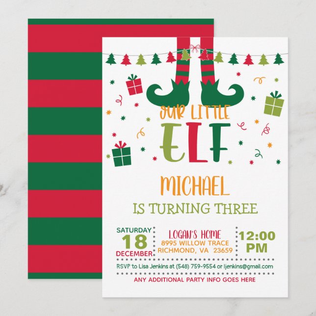 Invitation d'anniversaire de notre petit elfe - WH (Devant / Derrière)